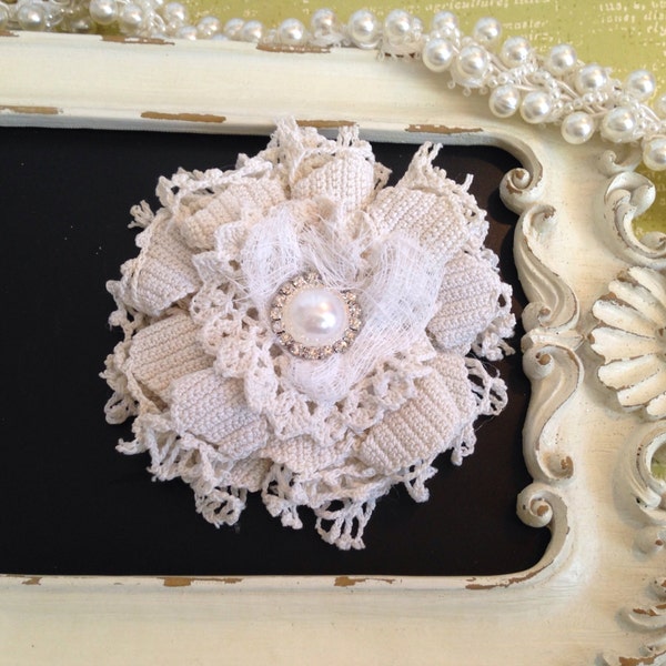 embellishment doily flowers, shabby chic flowers, handmade doily flowers, custom flowers, flower embellishments, doily flower