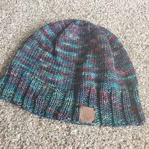 Dark Hand-Knit Wool Hat