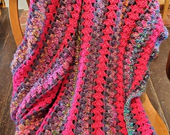 Hand Crocheted Pink & Purple Afghan