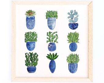 Affiche carrée de cactus aquarelle, impression de cactus, affiche d'art de cactus, impression de cactus, illustration de cactus Cactus aquarelle, impression de cactus