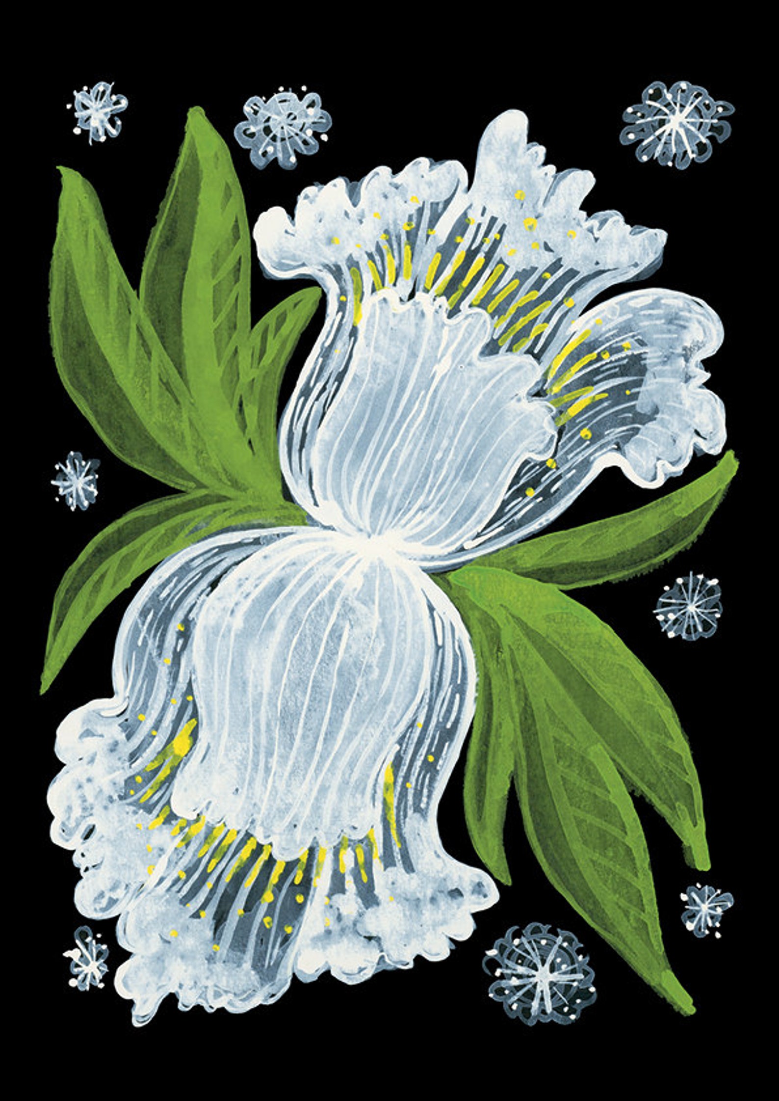 White Flower Print Flower Poster Watercolour Poster Iris Etsy