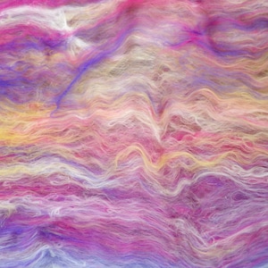 Unicorn Dream Carded Batt. Merino, Silk, Bamboo & Sparkle Effects Blended Wool Tops. For Needle Felting Spinning and Textile Art Effects