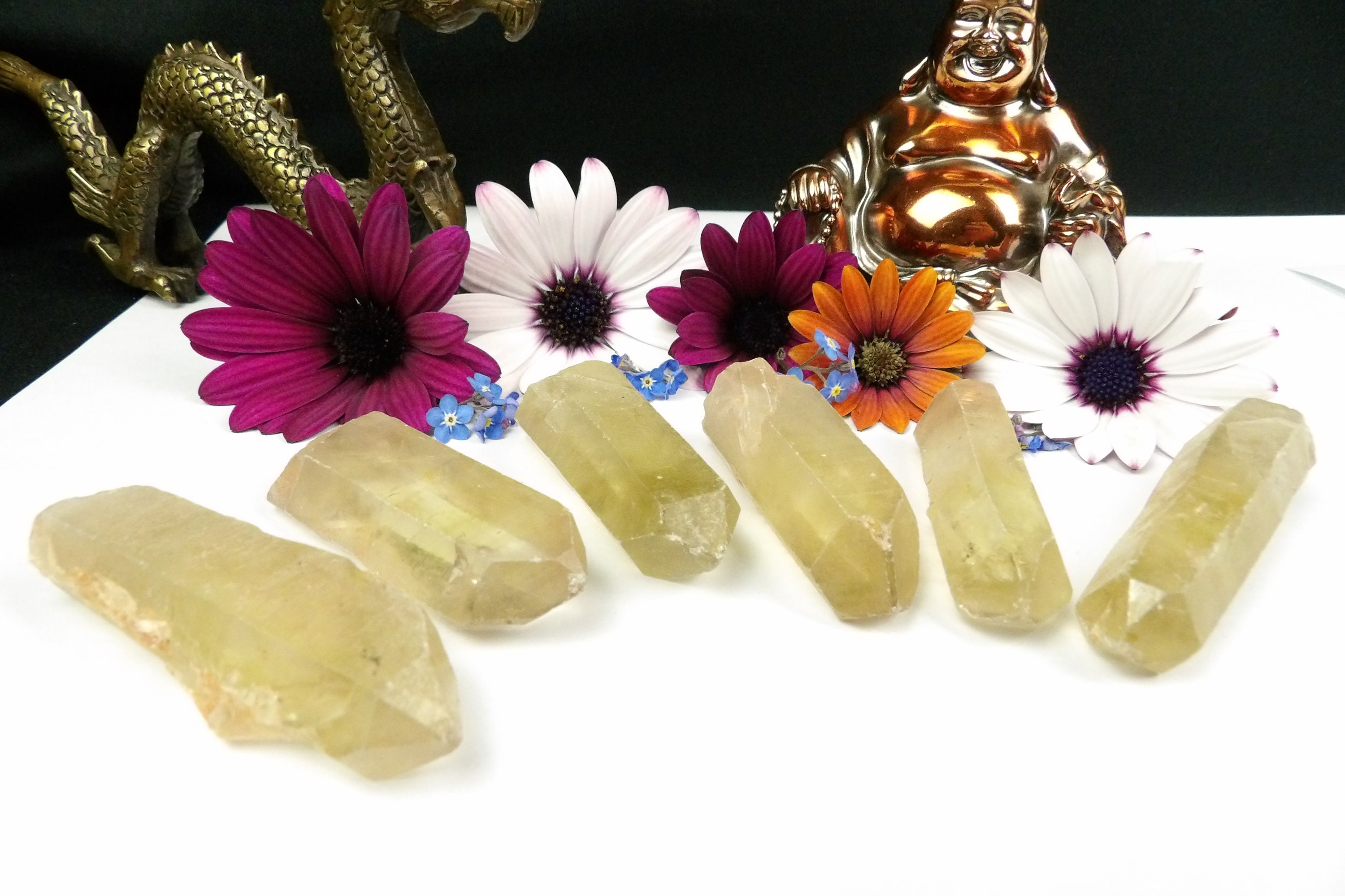 天然シトリン クリスタル ポイント、タントリック ワンド 希少な