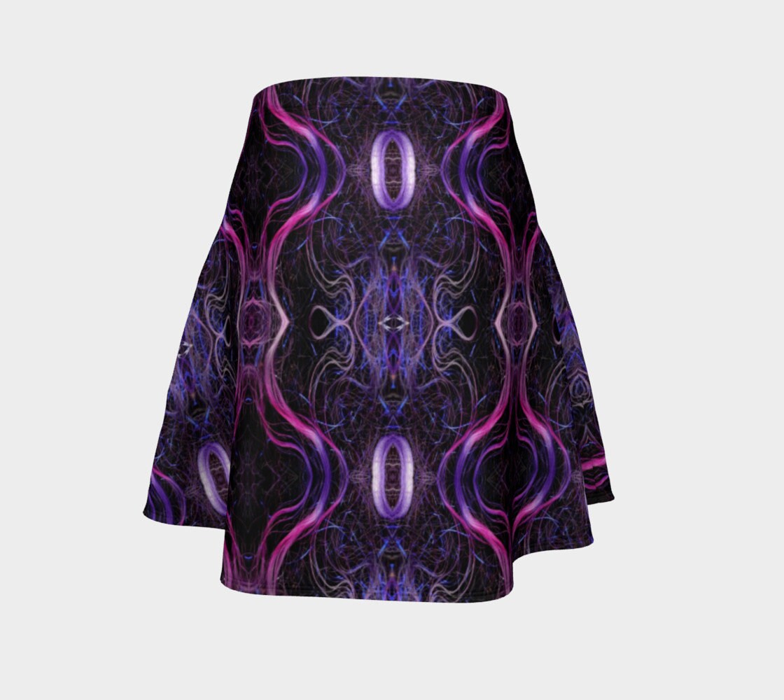 Image of Violet Flame Limited Edition Art Print Flare Skirt. Handmade To Order. Silky Smooth Micro Knit Fabric & Guaranteed Quality Print