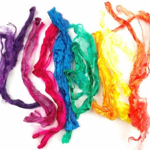 Rainbow Tencel Tops 25/40g Hand Dyed Plant Silk Fiber, Vegan friendly, Effects in Weaving Felting Spinning Nuno Fiber Art Creative Textiles