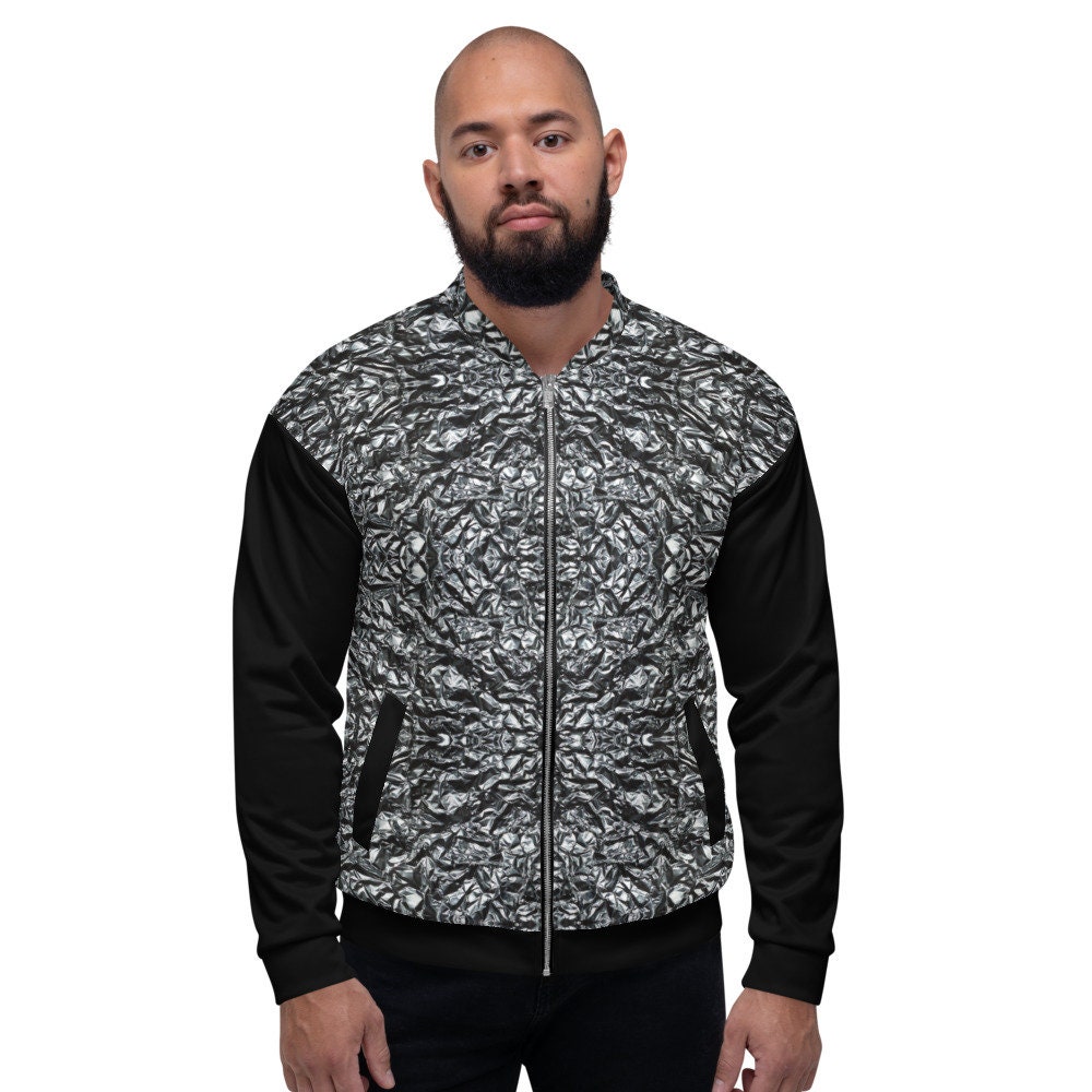 Image of Alchemy Metal Design Unisex Bomber Jacket By Alchemyartsuk. Soft & Silky Stand Out