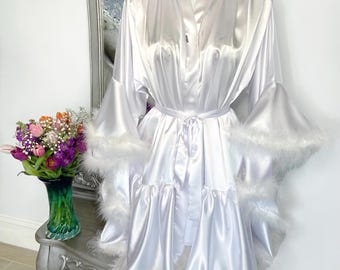 short white fluffy dressing gown Lisa Marie Fernandez Hooded DRESSING GOWN Short Coverup