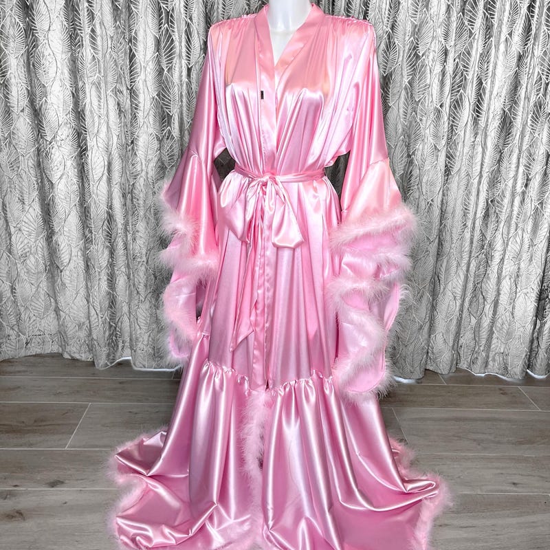 Mesh Glamour Robe with Feathers main image 0