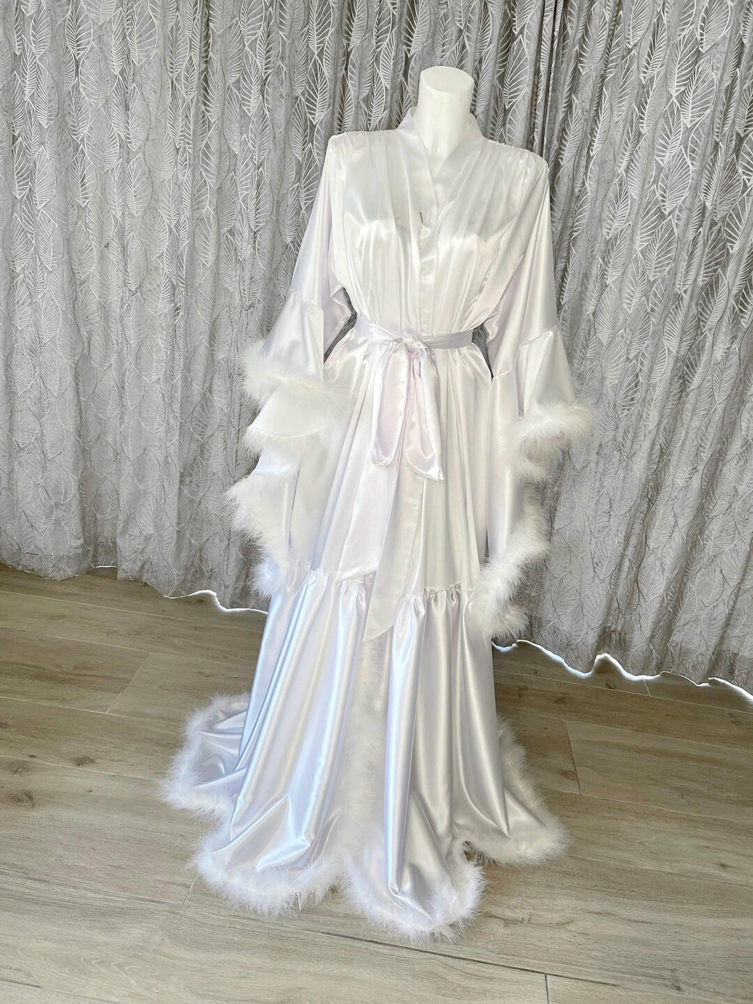 Glamorous Feather Robe White Feather Satin Bridal Robe, Vintage Hollywood Glamour - Etsy