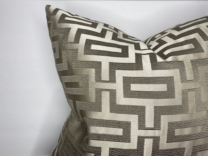 Gray Throw Pillow Greek Key Throw Pillow Luxury Accent Etsy