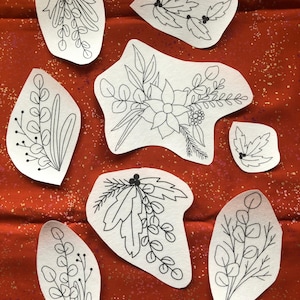 Holiday Botanicals - Peel Stick and Stitch Hand Embroidery Patterns