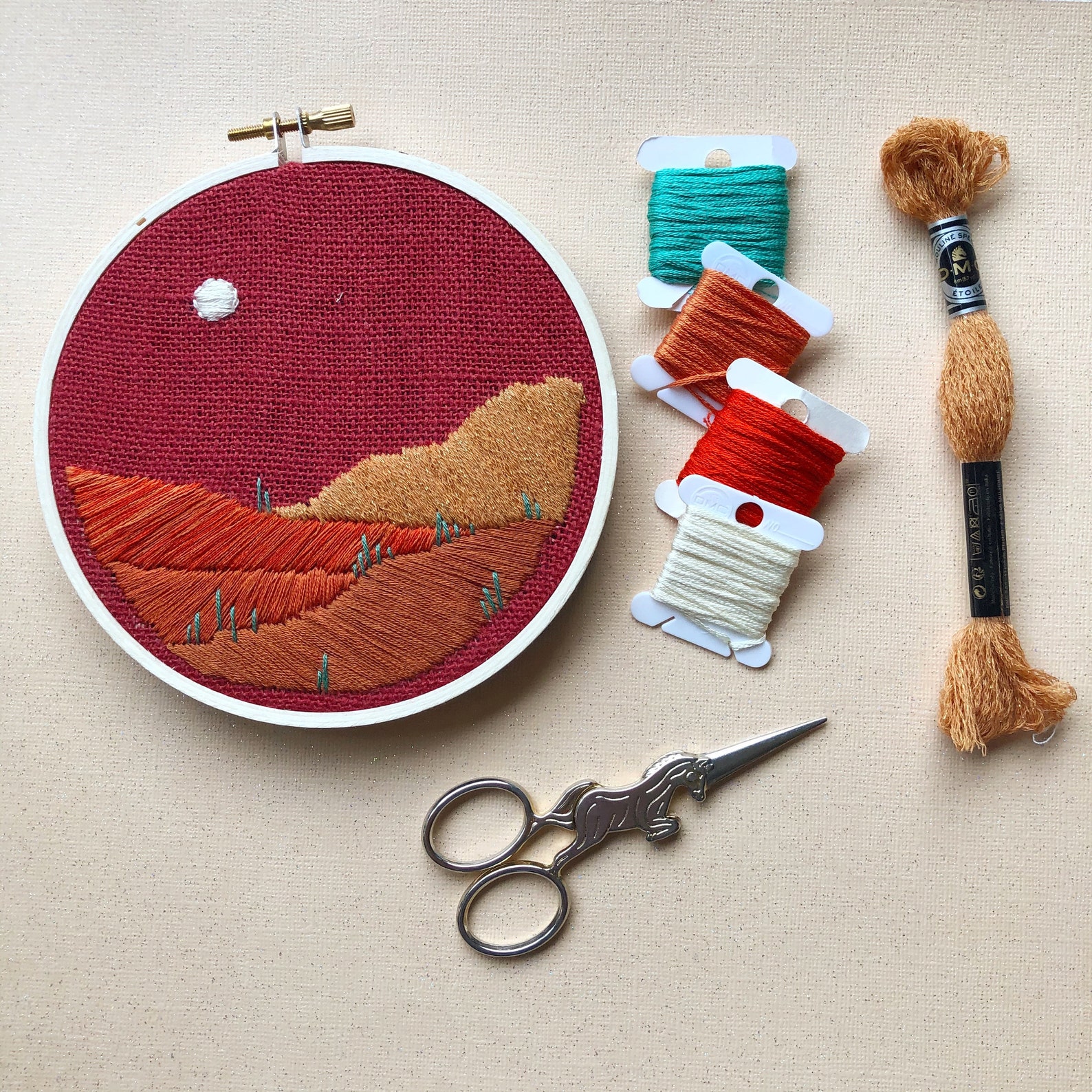 DIY Beginner Embroidery Desert Landscape. Embroidery Pattern. Etsy