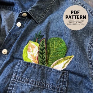 PDF Beginner Pattern: Pocket Plants Design. Hand Embroidery Pattern. Instant Download PDF. Garment Embroidery. Embroidery Clothing Craft DIY