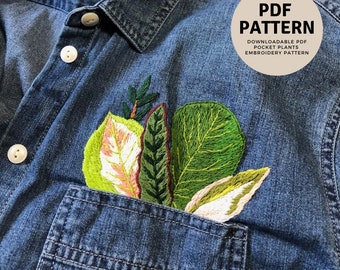 PDF Beginner Pattern: Pocket Plants Design. Handstickerei Muster. Sofortiger Download PDF. Kleidungsstück Stickerei. Stickerei Kleidung Handwerk DIY
