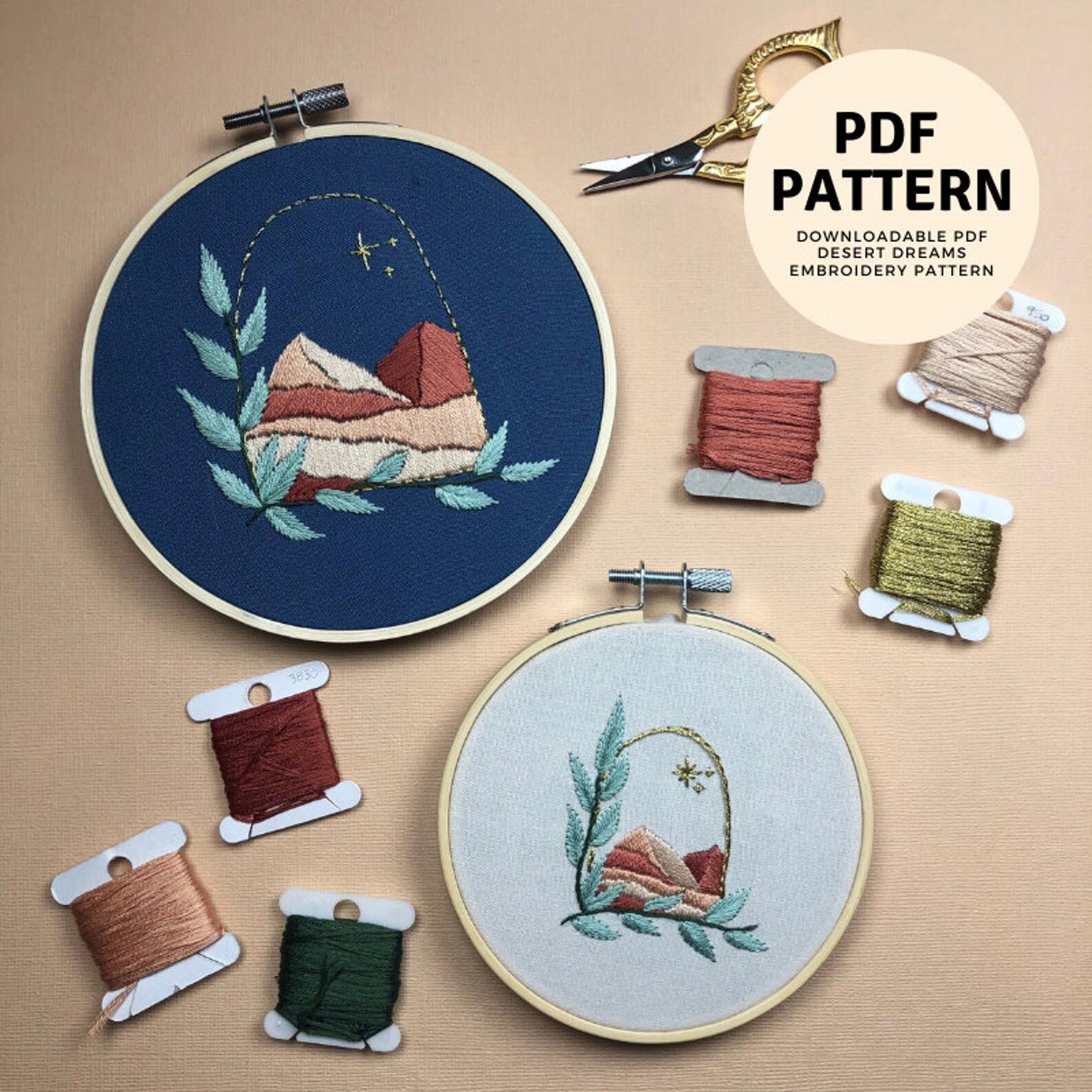 Mountains - Peel Stick and Stitch Hand Embroidery Patterns 