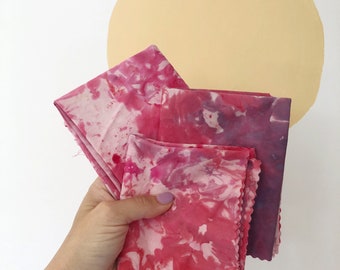 Girly- Pink, Magenta, and Purple Ice Dyed Fat Quarter Fabric