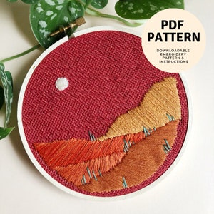 PDF Pattern: DIY Beginner Desert Landscape Embroidery Pattern. Hand Embroidered Cactus. Desert Embroidery Pattern. Instant Download.
