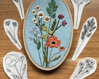 Wildflower Stems - Peel Stick and Stitch Hand Embroidery Patterns