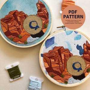 DIY Beginner Desert Canyon Gazer Embroidery Pattern. Landscape Embroidery Craft. Instant Download. Wanderlust Vacation. Adventure Craft DIY