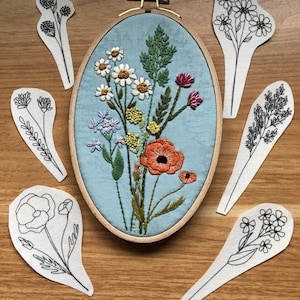 Wildflower Stems Embroidery Patterns - Stick and Stitch Floral Embroidery
