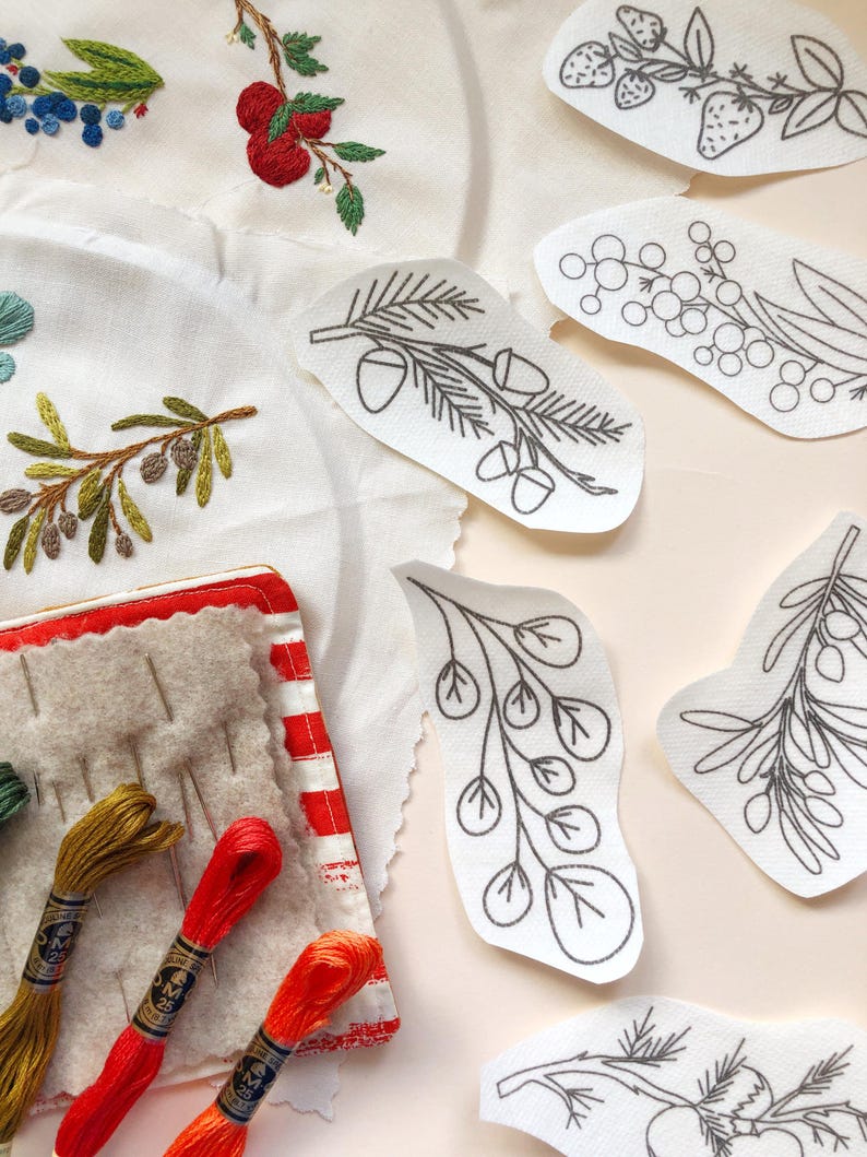 Botanical Branches Embroidery Patterns Stick and Stitch Fruit and Plant