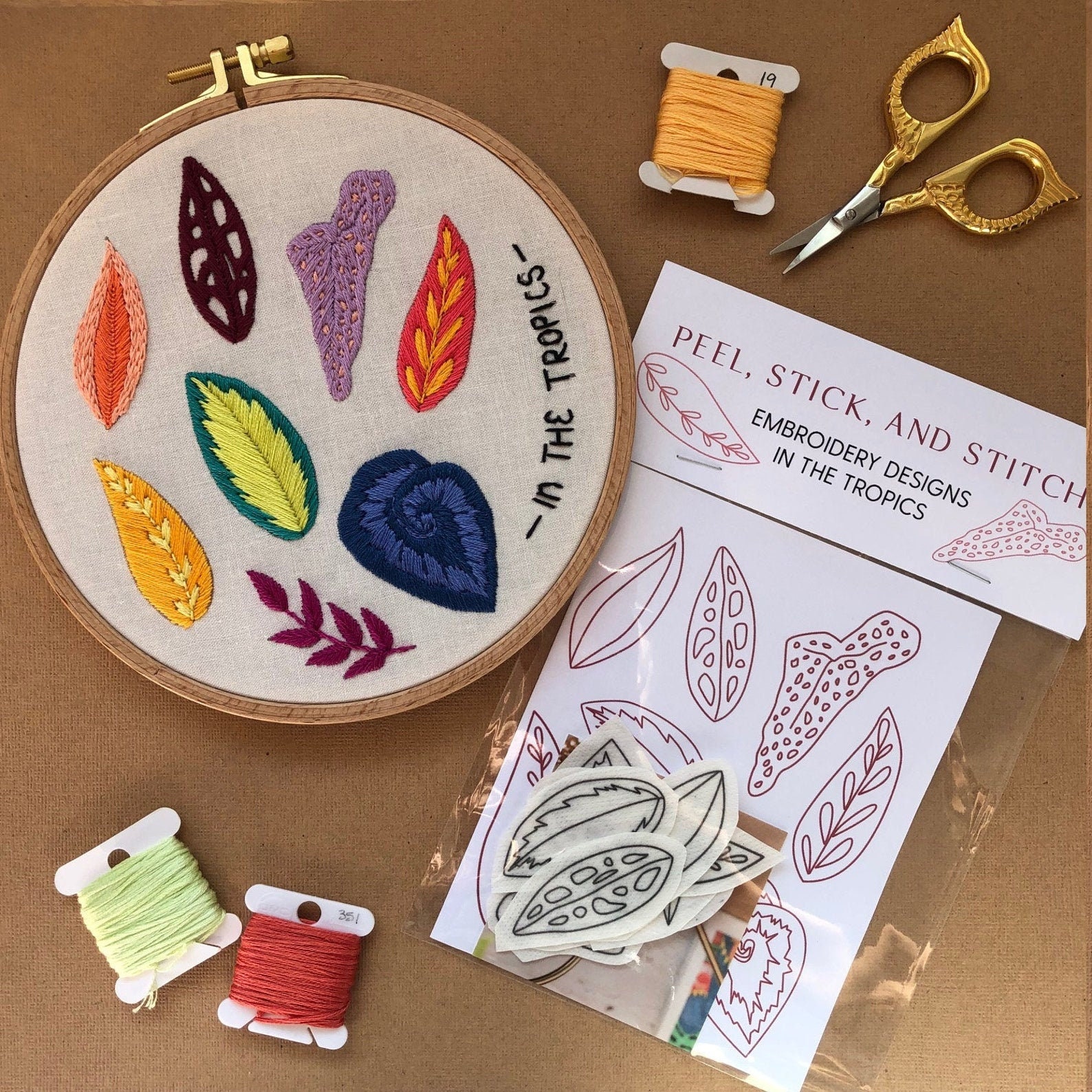 MCreativeJ Holiday Botanicals - Peel Stick and Stitch Hand Embroidery  Patterns
