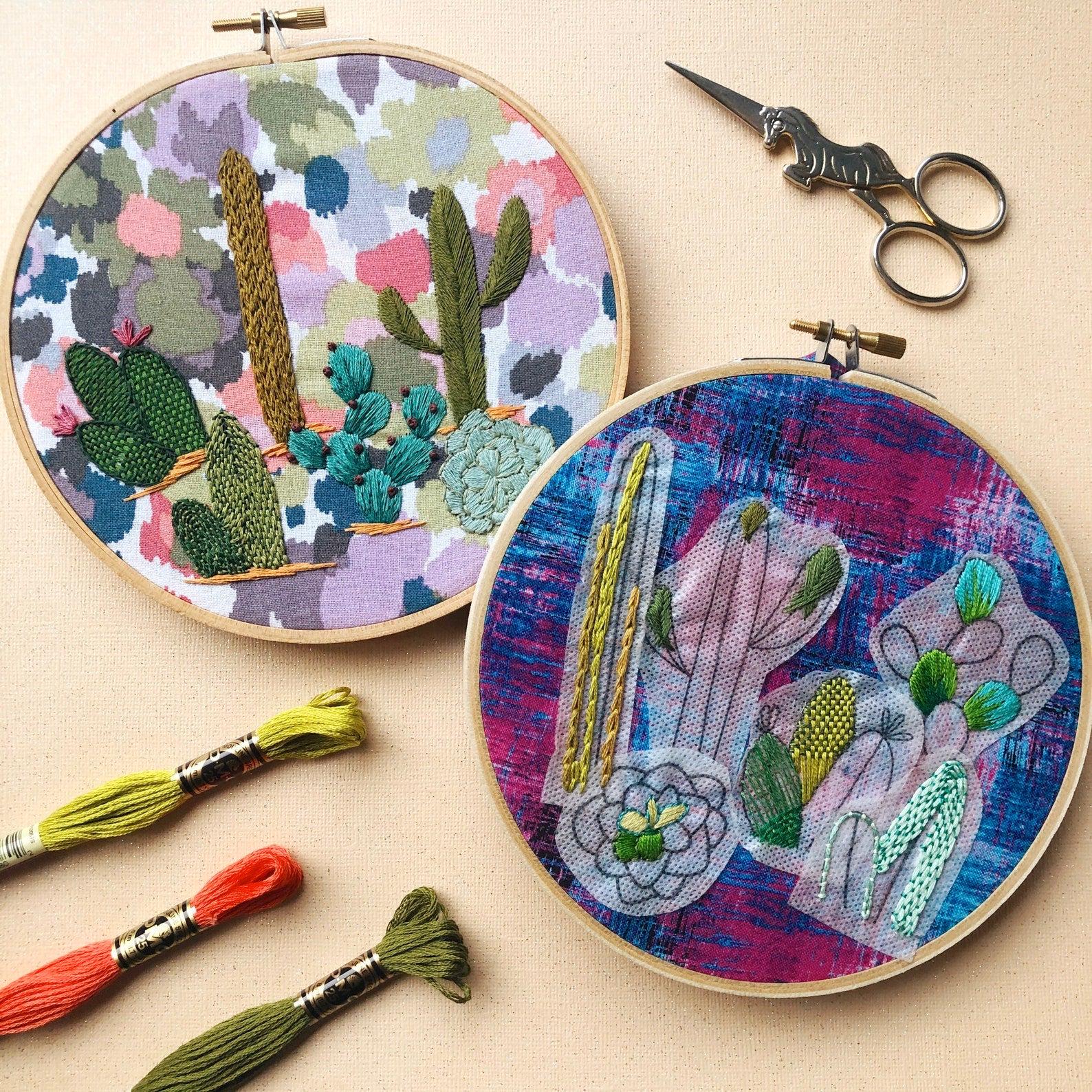 Cactus - Patrones de bordado a mano para despegar, pegar y coser