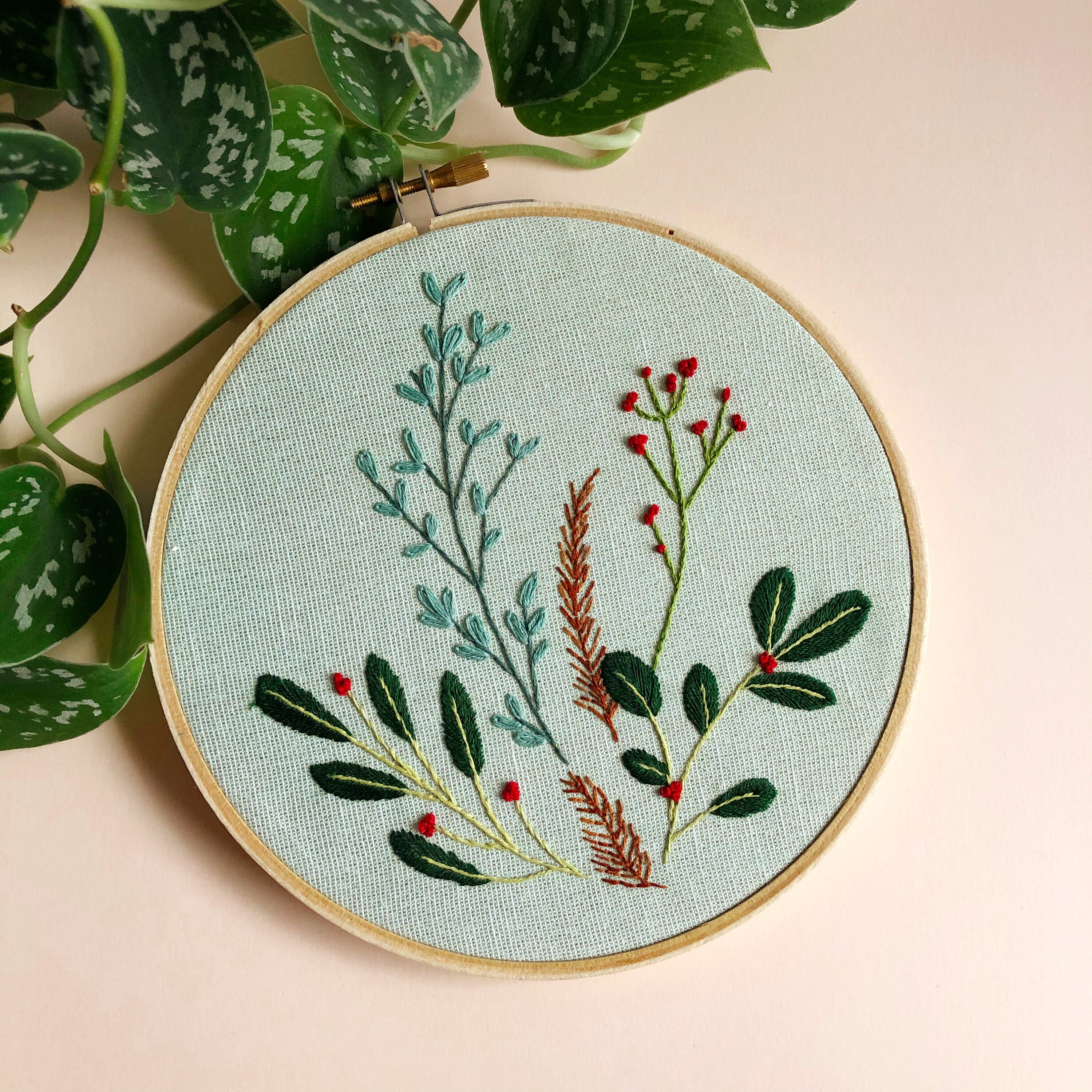 DIY Embroidery Pattern. Peel Stick and Stitch Winter Botanical Etsy