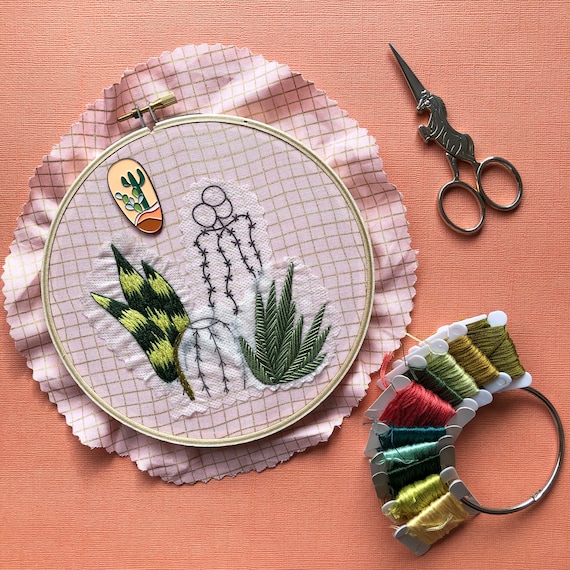 Detaillierte Kaktus Stickmuster: Schlen, Sticken und Stichmuster - Etsy.de