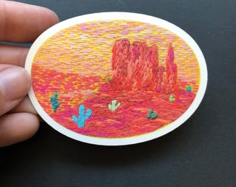 PEGATINA: Adhesivo de vinilo bordado del desierto de Monument Valley