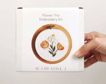 Flower Trio- DIY Beginner Embroidery Craft Kit