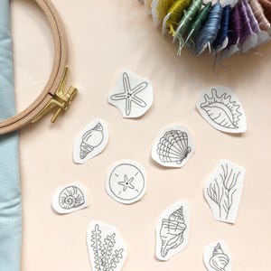 Seashells Embroidery Patterns - Stick and Stitch Beach Embroidery