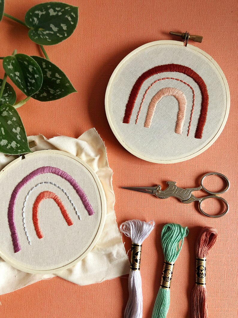 DIY Embroidery Kit. Rainbow Hand Embroidery. Beginner Etsy