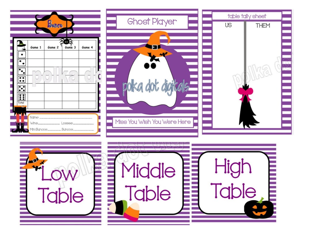 Buy 2 Get 1 Free HALLOWEEN Complete Set Bunco Score Card Sheet With ...