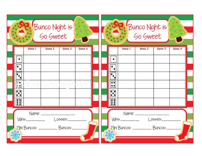 Free Christmas Bunco Score Sheets Printable