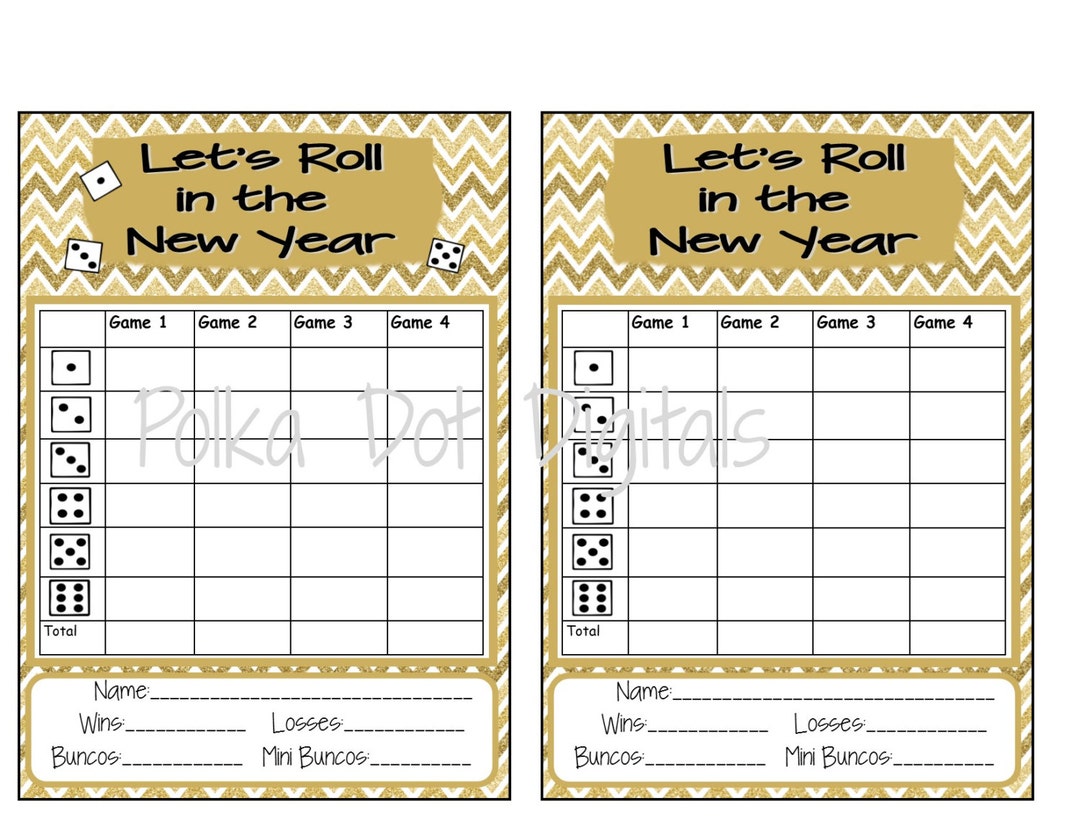 BUY 2 Get 1 Free NEW YEAR'S Complete Set Bunco Score Card Sheet ...