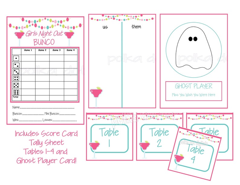 Buy 2 Get 1 Free MARGARITA GIRLS NIGHT Bunco Score Card Sheet Matching ...
