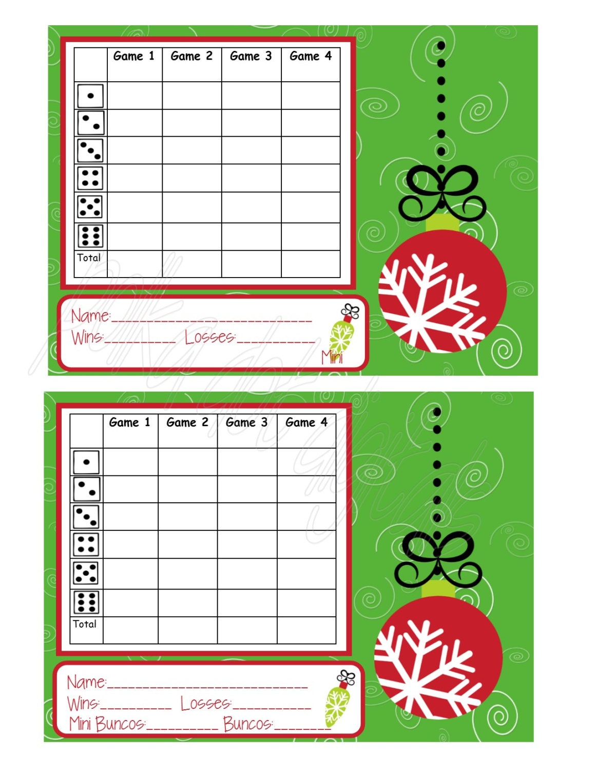 BUY 2 Get 1 Free CHRISTMAS Ornaments Complete Set Bunco Score - Etsy