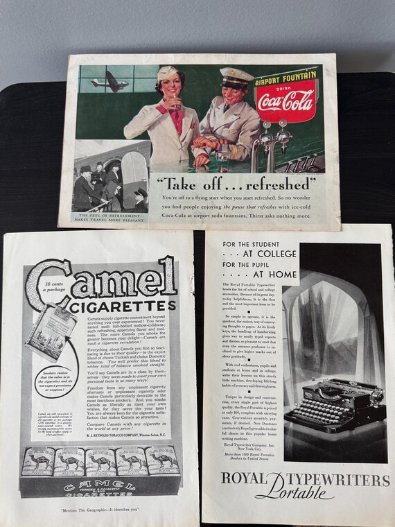Vintage Ads - Coca Cola, Camel Cigarettes, Packard