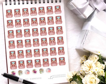 printable wedding stickers wedding countdown stickers wedding date stickers wedding calendar fits erin condren planner wedding ring