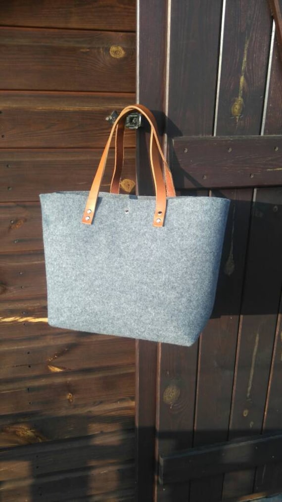 grey felt handbag