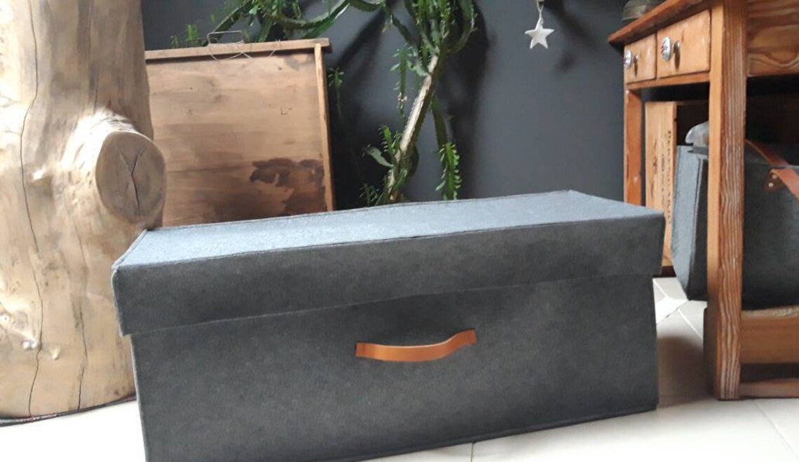 Big Felt Storage Basket With Lid 83/32/32cm Box Large Etsy