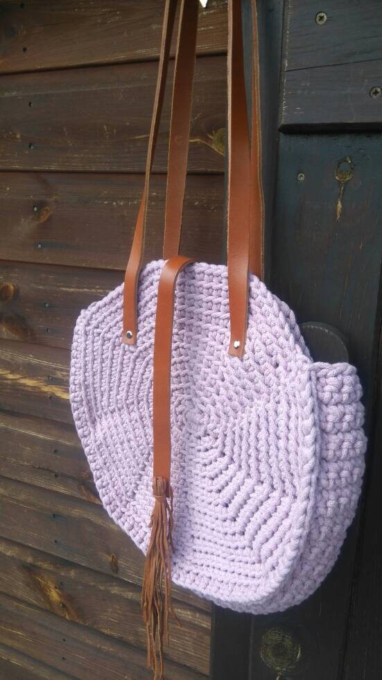 Crochet cotton bag large handbag weekend bag boho tote Etsy