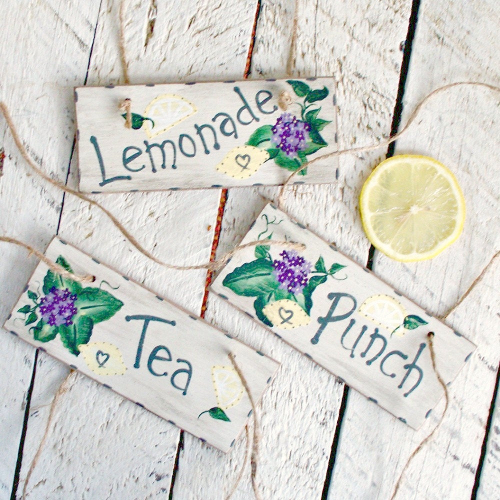 Drink Dispenser Tags Cottage Chic Drink Labels Beverage Etsy