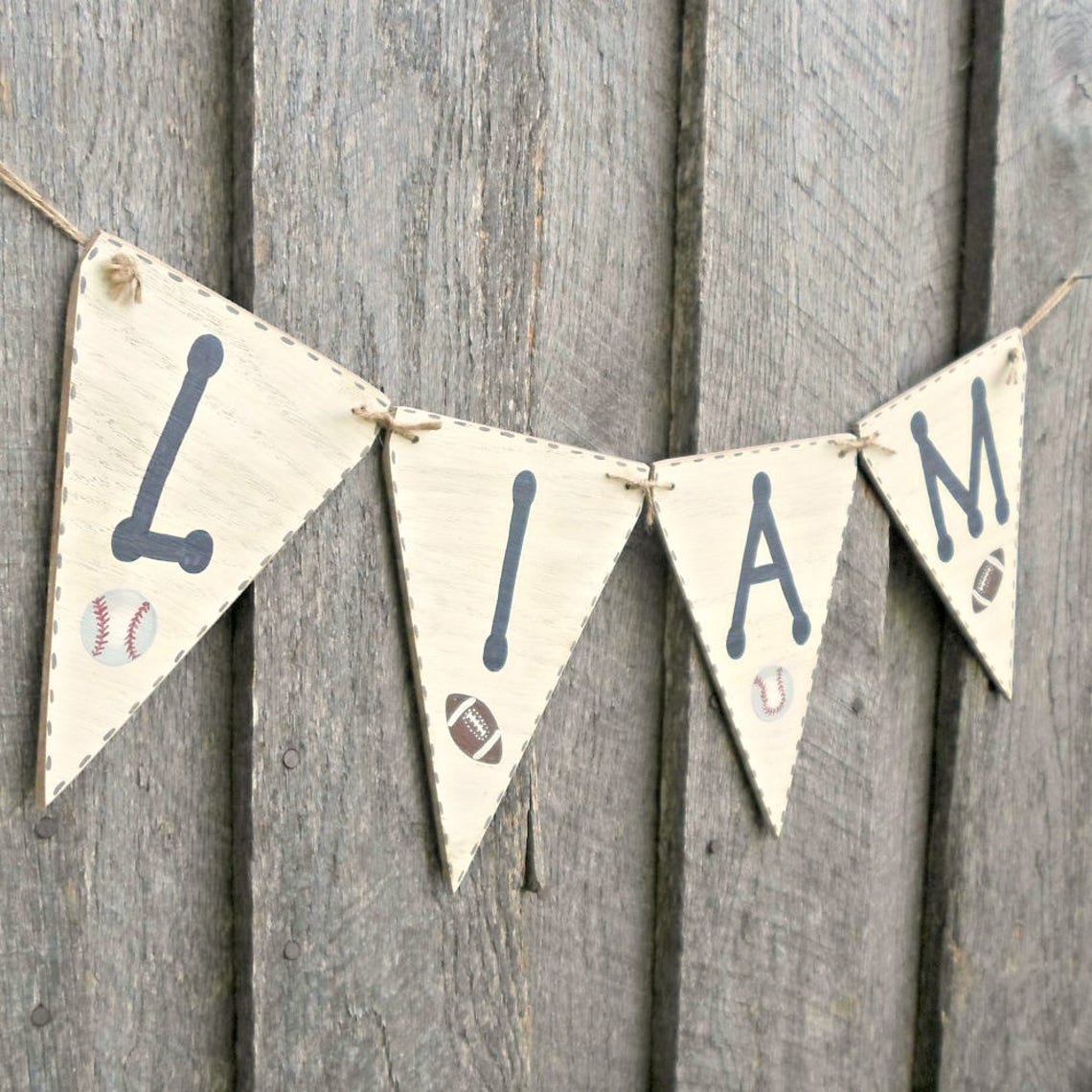 Sports Banner Wood Pennant Banner Sports Nursery Decor Etsy