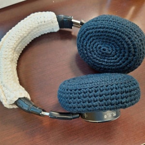 Headphone Ear Cushion Covers, Solid Color Choices, Headset Ear Covers, Earpiece Covers, Custom Sizes, Adjustable, Crochet, MindyMakesIt