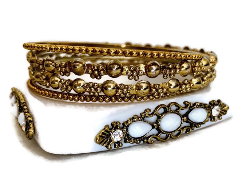 ヴィンテージバングルブレスレット 80年代 ルーサイト＆真鍮