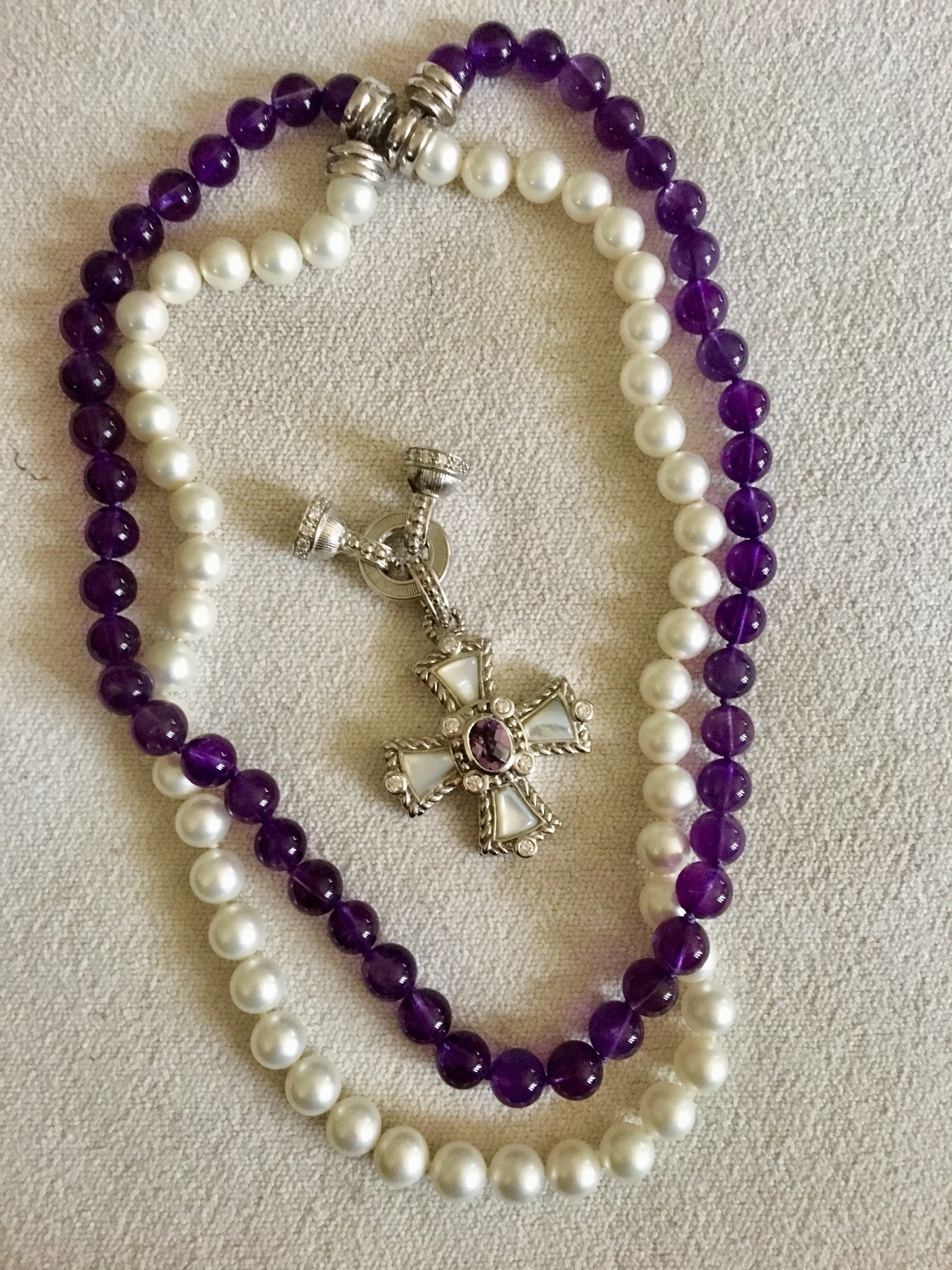 Judith Ripka Necklace Pearl \u0026 Amethyst 