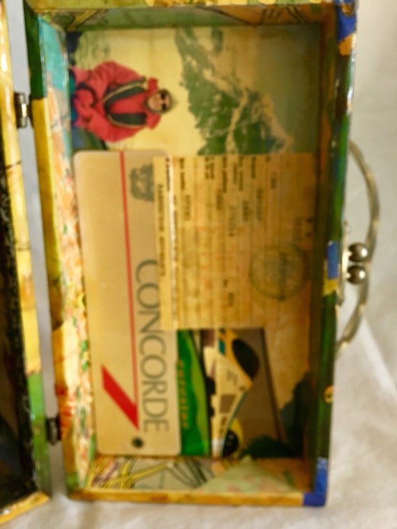 Vintage handbag decoupage travel destinations on … - image 5