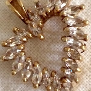 Swarovski crystal heart pendant Valentines gift gold vermeil marquis cut stones beautiful